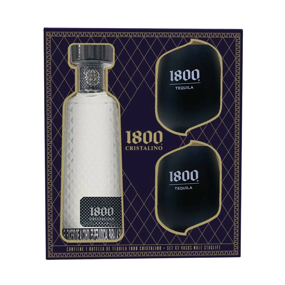 TEQUILA 1800 CRISTALINO + 2 VASOS * 700 ML